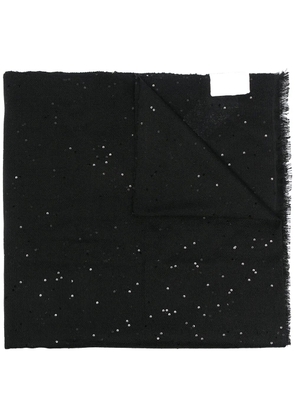 Brunello Cucinelli sequin cashmere-blend scarf - Black
