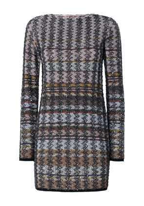 Missoni embellished houndstooth mini dress - Silver