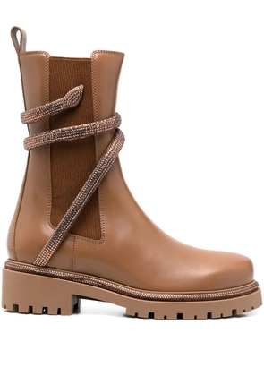 René Caovilla Cleo crystal-embellished Chelsea boots - Brown