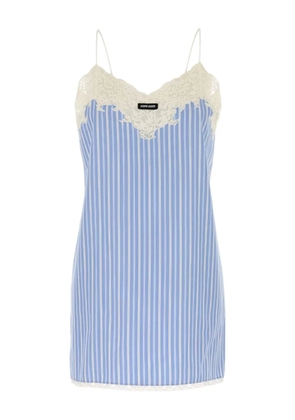 Miu Miu lace-trimmed striped mini dress - Blue