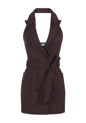 Elisabetta Franchi halterneck belted mini dress - Brown