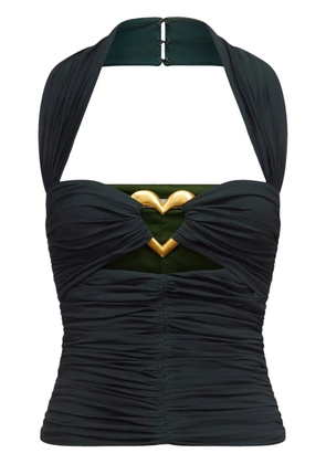 AREA Heart ruched halter top - Green