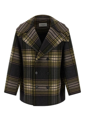 Saint Laurent double-breasted tartan-check coat - Black