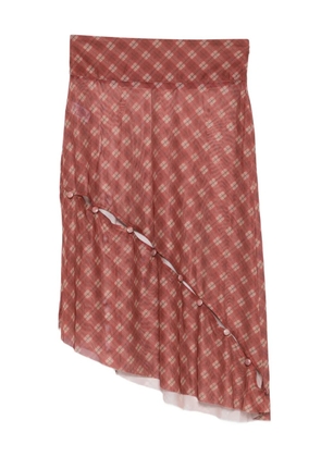 House of Sunny button-detail plaid skirt - Red