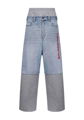 Balenciaga fleece-insert frayed trousers - Blue