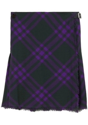 Burberry check-pattern frayed kilt - Purple