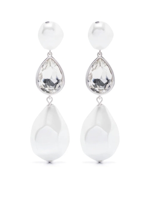 Self-Portrait faux-pearl droplet earrings - White