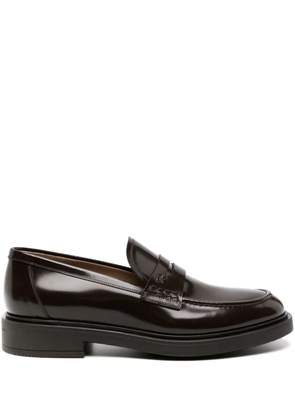 Gianvito Rossi Harris debossed-logo leather loafers - Brown