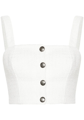 Alessandra Rich checked tweed crop top - White