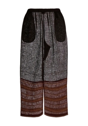 Tory Burch striped linen leg trousers - Grey