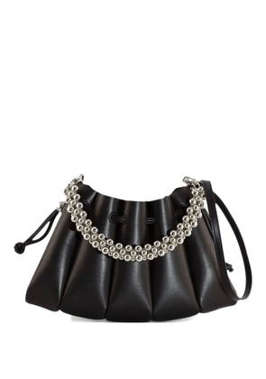 Themoirè beaded-handle pleated shoulder bag - Black