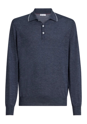 Brunello Cucinelli long-sleeve button-fastening polo shirt - Blue