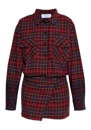 Off-White checked shirt dress - Red