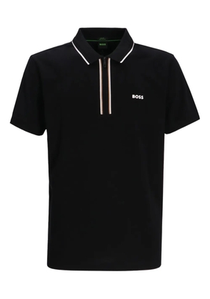BOSS zip-neck polo shirt - Black