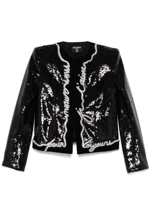 Balmain Love Letter-print jacket - Black