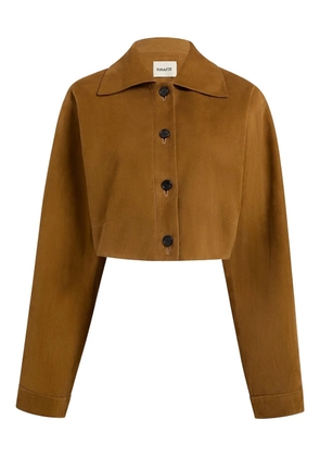 KHAITE Sue suede cropped jacket - Brown