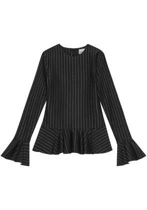 GANNI pinstriped peplum blouse - Black