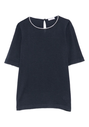 Brunello Cucinelli Monili-trim cashmere top - CL628 BLU