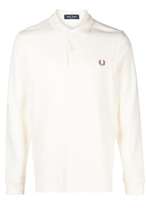 Fred Perry logo-embroidered cotton polo shirt - Neutrals