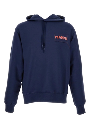 Marni logo-patch hoodie - Blue