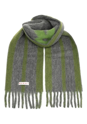 Marni striped fringed scarf - Green