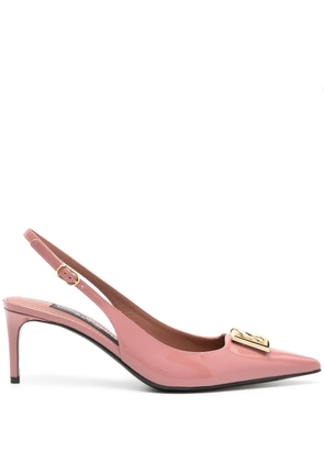 Dolce & Gabbana 65mm logo-plaque patent pumps - Pink