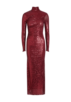 Needle & Thread Malia sequin turtleneck midi dress - Red