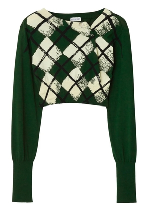 Burberry argyle fine-knit cropped jumper - Green