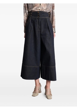 ZIMMERMANN buckle-detail pleated denim culottes - Blue