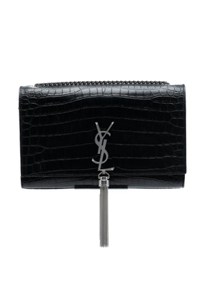 Saint Laurent Pre-Owned 2017 Medium Croc Embossed Leather Kate Tassel crossbody bag - Black