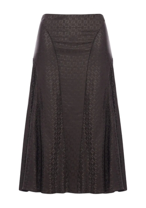 FENDI logo-plaque flared midi skirt - Brown