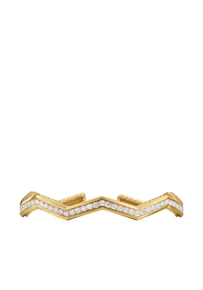 David Yurman 18kt yellow gold Zig Zag Stax™ diamond cuff bracelet (5mm)