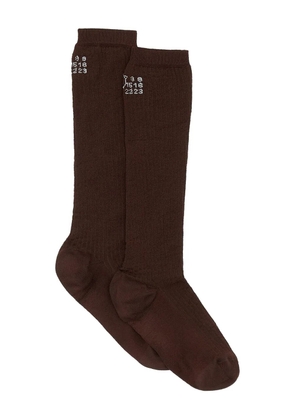 MM6 Maison Margiela Numbers-motif socks - Brown