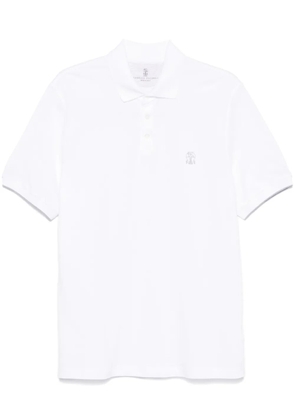 Brunello Cucinelli logo-print polo shirt - White