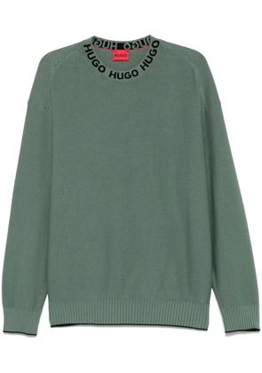 HUGO logo-collar sweater - Green
