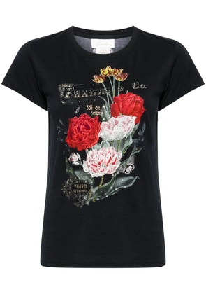 Camilla floral-print cotton T-shirt - Black