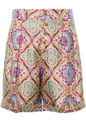 ETRO paisley-print silk shorts - Blue