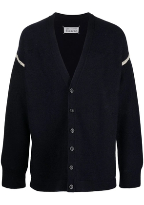 Maison Margiela elbow-patch V-neck cardigan - Blue