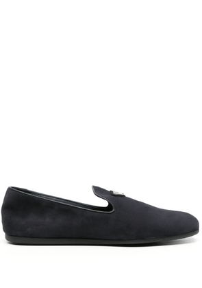 Prada triangle-logo suede loafers - Blue