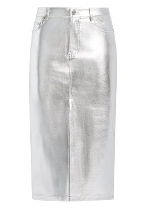 STAUD Oaklyn metallic-effect midi skirt - Silver
