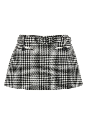 Self-Portrait houndstooth bouclé wool skort - Black