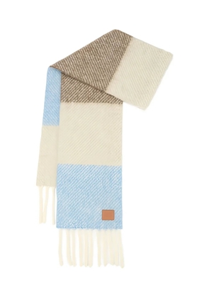 LOEWE striped fringed scarf - Blue