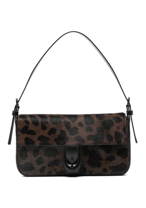 STAUD leopard-pattern buckle-detail shoulder bag - Brown