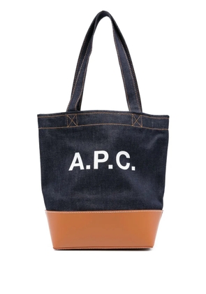 A.P.C. logo-detail denim tote bag - Blue