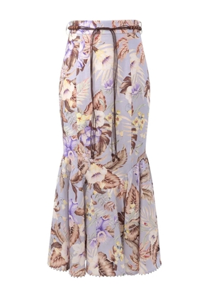 ZIMMERMANN floral-print flared midi skirt - Purple
