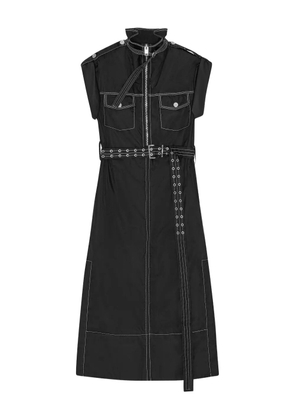 GANNI high-collar belted shirt dress - Black