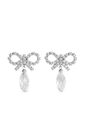 Self-Portrait bow crystal-embellishment earrings - Silver
