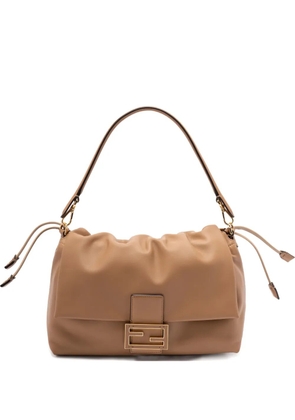 FENDI large Mamma Baguette logo-plaque gathered shoulder bag - Brown