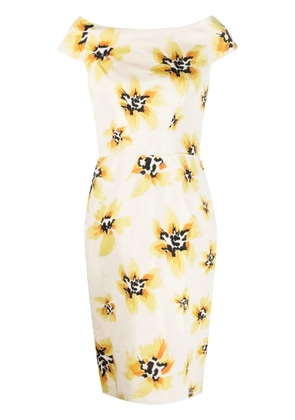 Christian Dior Pre-Owned 2010s floral boat neck silk dress - Neutrals