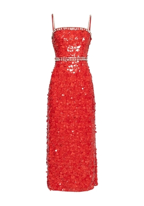 NISSA crystal-embellished sequin dress - Red